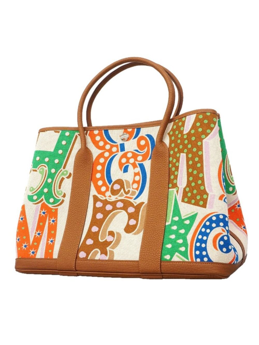 Hermes Tote Garden Party PM Electric Toile H Negonda Gold Multicolor Silver